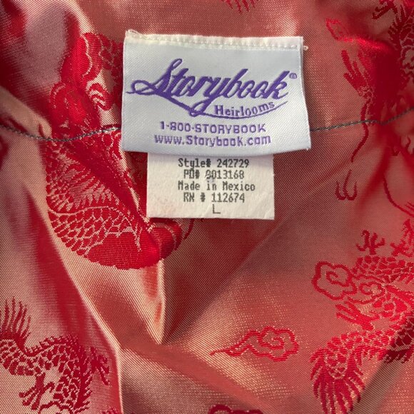 Vintage 90s Storybook Heirlooms Kimono Small Red Satin Dragon Long Sleeves - Picture 8 of 8